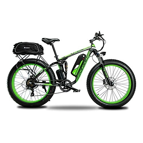 Vélos électriques : Extrbici Vélo Electrique pour Homme et Femme Suspension Totale Batterie au Lithium Frein à Disque Hydraulique XF800 48 V 13 Ah Vert