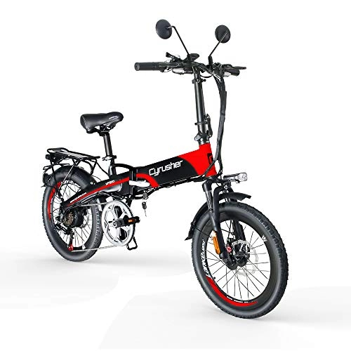 Vélos électriques : Extrbici Vélo électrique de Ville Pliable 400W 48V 10A Batterie au Lithium 20 Pouces Pneu Cadre en Aluminium Ordinateur Intelligent Double Frein à Disque avec Porte-Bagages arrière(Red)