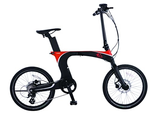 Vélos électriques : Eza Bike Vélo à Assistance électrique Pliant Rouge et Noir Carbon