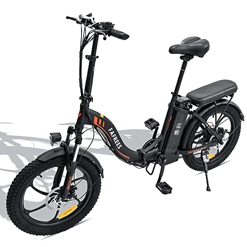 Vélos électriques : Fafrees F20 Fatbike Batterie 36 V 16 AH Vélo électrique Pliable de 20 Pouces 250 W Vitesse maximale 25 km / h, avec Batterie Rechargeable Shimano 7S, jusqu'à 100-130 km - Noir