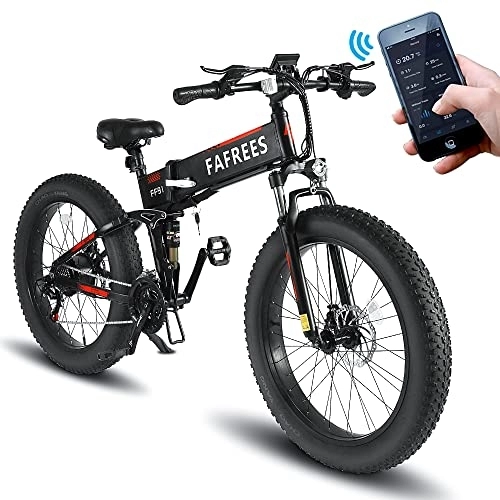 Vélos électriques : Fafrees FF91 Vélo électrique pliable, 26 x 4 pouces Fat Bike électrique avec application, 48 V 10 Ah batterie amovible VTT vélo électrique, vélo de montagne avec écran LCD de 3, 5 pouces