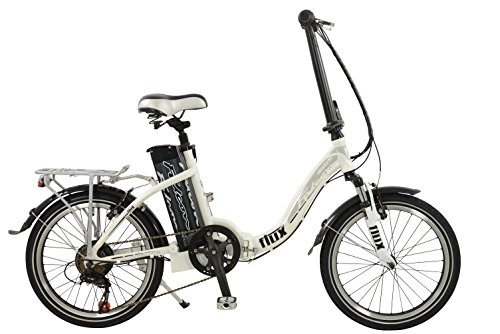 Vélos électriques : FALCON Flux Mixte Vélo électrique Argent, 38, 1 cm Pouces en Aluminium, 6 Vitesses Faible de Pliage Facile étape Zoom fourchettes de Suspension Avant