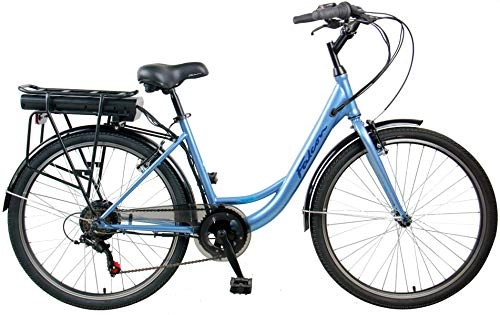 Vélos électriques : Falcon Serene Vélo électrique Unisexe 36 V 10 Ah Facile à Conduire Bleu Clair 43 cm