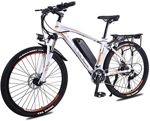 Vélos électriques : Fangfang Vélos électriques, Adultes 26 Pouces Roue vélo électrique en Alliage d'aluminium 36V 13Ah Batterie au Lithium Montagne Faire du vélo, Bicyclette (Color : White)
