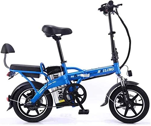 Vélos électriques : Fangfang Vélos électriques, Vélo électrique Pliant au Lithium Batterie de Voiture Adulte Tandem vélo électrique Auto-Conduite emporter 48V 350W, Bicyclette (Color : Blue, Size : 10A)