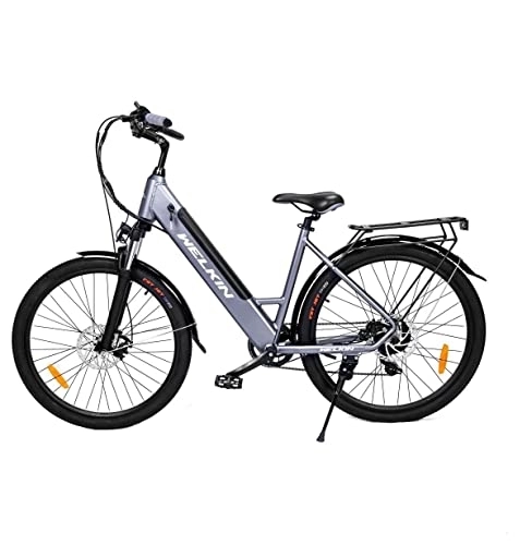 Vélos électriques : fangqi Vélo électrique 27, 5", Vélo de Ville, Vélo de Montagne, Shimano 7 Vitesses, Moteur 250W, Batterie 36V / 10, 4Ah de Grande Capacité, avec Compteur LCD, Phare LED, Réflecteur