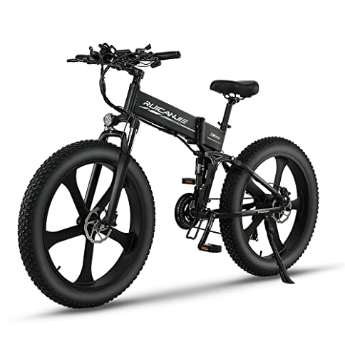 Vélos électriques : fangqi Vélo électrique Pliable 26" avec Batterie au Lithium 12, 8 Ah 2 PCS, Shimano 21 Vitesses pour Homme et Femme, Vélos électriques