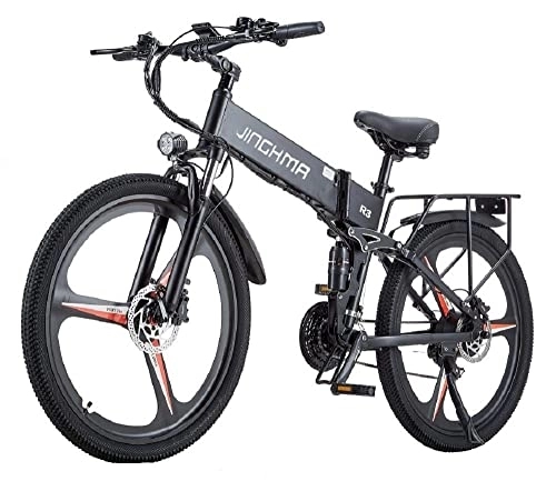 Vélos électriques : fangqi Vélo électrique R3s - Vélo électrique pliant 26" - 21 vitesses - Shimano - 800 / 48 V / 12, 8 Ah - Freins à disque - Shimano - Dérailleur arrière - Phares LED - Klaxon - Freins à disque