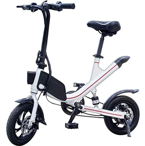 Vélos électriques : FENGFENGGUO Vlo lectrique, Mini Batterie Pliante Adulte de Batterie au Lithium Masculine et Femelle de Voiture de Batterie Se Pliante, White