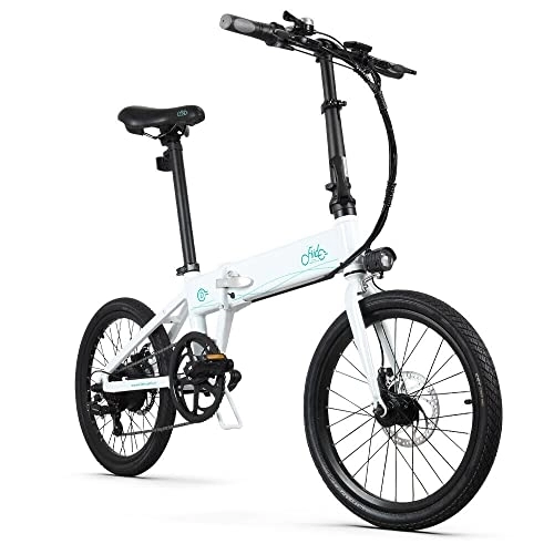 Vélos électriques : FIIDO D4S Vélo électrique pliable 50, 8 cm 250 W Moteur Vélo électrique 36 V / 10, 4 Ah Vélo de montagne électrique sans balais pour Aldult Homme Femme E-MTB Shimano 6 - Blanc