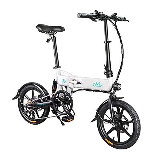 Vélos électriques : FIIDO Vélo électrique D2S - Vélo Pliant en Alliage daluminium à Vitesse Variable, 250 W, vélo électrique Haute Puissance avec Roues de 16 po (Blanc)