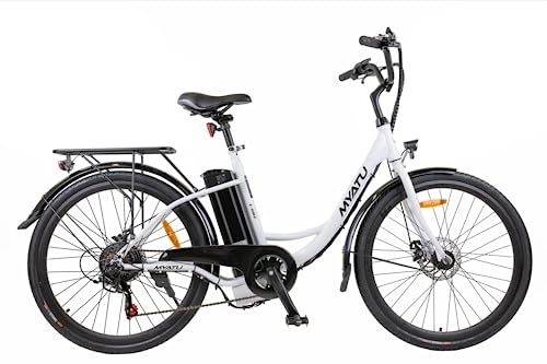 Vélos électriques : Fine Life Pro Vélo électrique 26" Fat Tire - Vélo électrique pliant - 250 W / 36 V - Batterie 12, 5 Ah - Portée maximale : 40 km - VTT tout-terrain avec Shimano 6 vitesses - Pour femme - Blanc