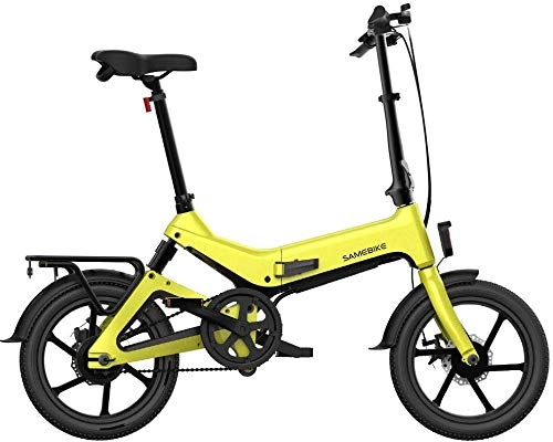 Vélos électriques : Fishyu Electric Pliant Vélo Vélo Disque Frein Portable Ajustable pour Cycling Extérieur - Jaune