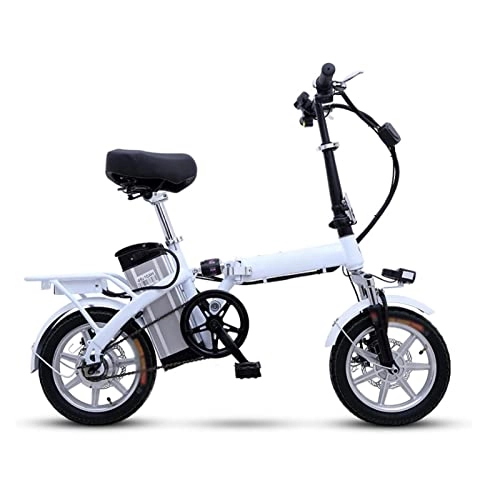 Vélos électriques : FMOPQ Adult Electric Bike Folding Pedals 250W Portable 14 inch Electric Bicycle Removable Battery Disc Brakes Electric Bike (Color : Red Size : 30ah Battery) (White 15ah Battery)