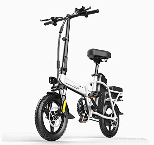 Vélos électriques : GASLIKE Adulte Petit 14inch Pliant vélo électrique, positionnement GPS Pratiques Ville E-Bikes, Léger Femmes Vélo électrique, Blanc, 120KM