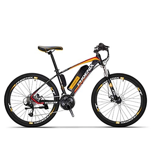 Vélos électriques : GBX Vlo lectrique Adulte, Vtt Adulte, Vlos de Neige 250W, Batterie Au Lithium 36V 10Ah Amovible Pour, Vlo 27 Vitesses, Roues de 26 Pouces, Orange