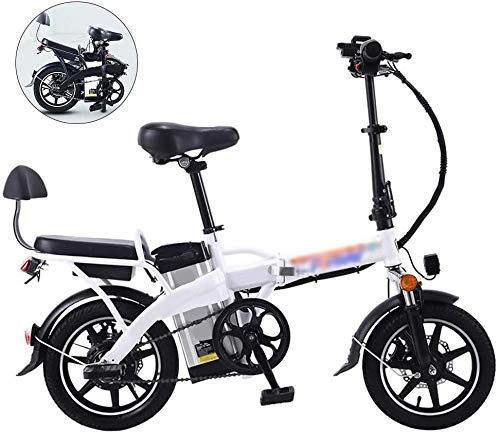 Vélos électriques : GJJSZ Vélo électrique Pliant, vélo de Banlieue électrique Pliable de 14 Pouces Ebike avec Batterie au Lithium Amovible Antidéflagrant Batterie de Pneu Verrou Anti-vol