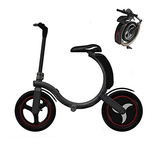 Vélos électriques : GLYIG Scooter Pliant Portatif De Vélos Électriques avec LED, Voiture a Pédale de Voyage a Cadre Pliable Vitesse 30 Km / h, 350 W Vélo Électrique a Moteur (Noir)