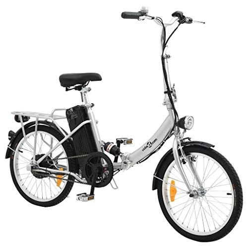Vélos électriques : GOTOTOP Vélo électrique pliable, batterie lithium-ion en alliage d'aluminium, 250 W E-Bike portable, avec écran à LED, vitesse max 25 km / h, pneus de 20 pouces, argenté.