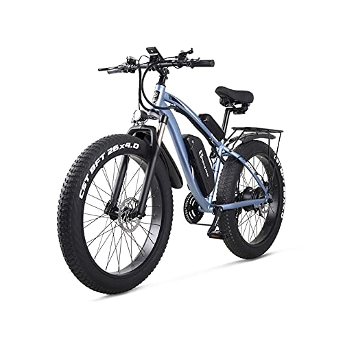 Vélos électriques : GOUHOME Vélo électrique de route pour homme 66 cm 1000 W avec batterie au lithium 48 V 17 Ah 4.0 Fat Tire E-Bike Frein à disque hydraulique pour adulte (couleur : bleu, taille : 66 cm)