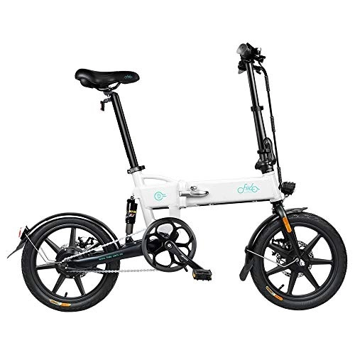 Vélos électriques : GoZheec D2 Vélo électrique, Pliable Ebike avec36V 7.8Ah Li-ION Batterie 250W, Trois Modes de Fonctionnement, 16 Pouces avec vélos à Freins à Disque Double pour Adulte (Blanc)