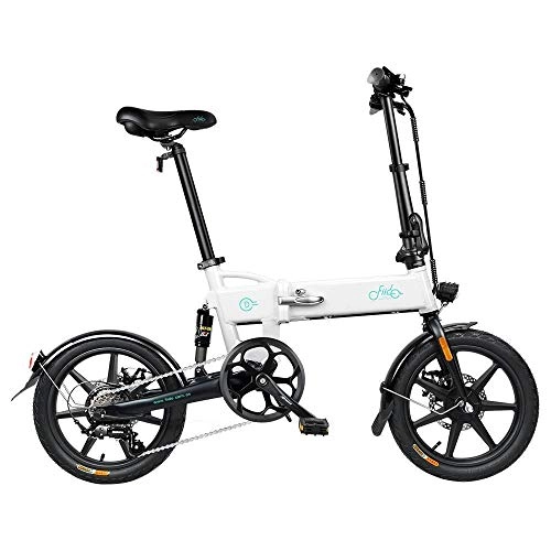 Vélos électriques : GoZheec D2S E Vélo .Vélos électriques Pliants 16 Pouces 7, 8 Ah 250 W Moteur Vitesse maximale 25 km / h, Assistance à la pédale pour Les Adultes(Blanc)