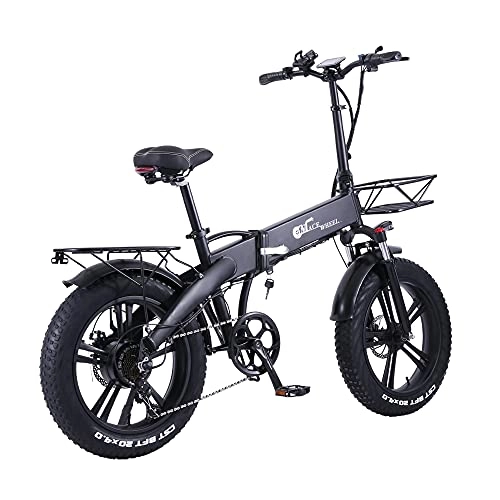Vélos électriques : GT20-PRO 20 Pouces Vélo électrique Pliant, Batterie cachée, Moteur Puissant 48V, vélo de Neige Fat Bike à Grande Vitesse (Black, 10Ah)
