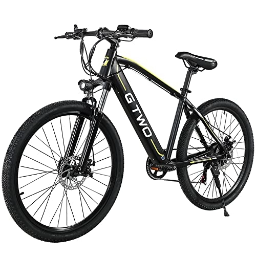 Vélos électriques : GTWO G2 Vélo de Montagne électrique 27, 5 Pouces VTT pour Hommes et Femmes avec Batterie au Lithium Amovible Transmission à 27 Vitesses (Noir Jaune)