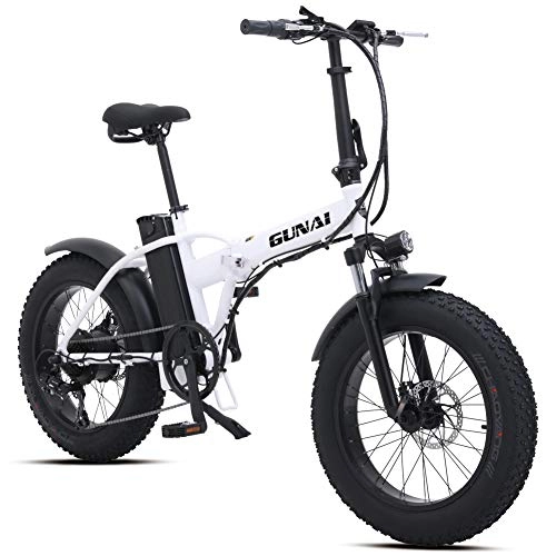 Vélos électriques : GUNAI Vélo de Montagne Électrique Pliant, Vélo ÉLectrique 20" Vélo de Navette avec Moteur 500W, Batterie au Lithium 48V 15AH