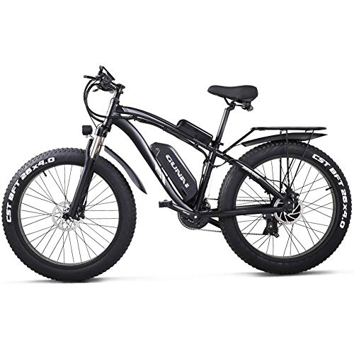 Vélos électriques : GUNAI Vélo de Montagne électrique, 1000W Moteur Tout-Puissant Vélo Électrique Puissant 21 Vitesse Neige VTT LCD Compteur de Vitesse Lithium-ION Battery avec siège arrière(Noir)