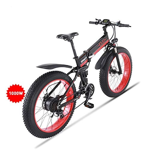 Vélos électriques : GUNAI Vélo de Montagne électrique de 1000 W, Vélo de Neige avec Pneus épais de 26 Pouces avec Batterie au Lithium Amovible de 48V 12Ah, Vitesse Shimano 21 et écran LCD