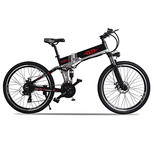 Vélos électriques : GUNAI Vélo Electrique Pliant Montagne 500 Watts 48V Shimano 21 Vitesses Alliage d'aluminium Cadre Pliable Complet Suspension Double Freins à Disque hydraulique(Noir)