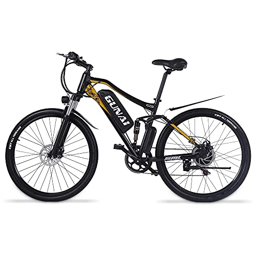 Vélos électriques : GUNAI Vélo Électrique avec Moteur sans Balai 500W avec Batterie Lithium-ION Amovible 48V 15AH et Manette de Vitesse Shimano 7 Vitesses