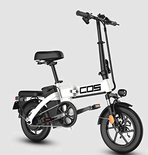 Vélos électriques : GUOJIN Vélo Électrique Pliant, Jusqu'à 25 Km / H, Vitesse Réglable 350W Bike, 14 Pouces Roues, Batterie Au Lithium 48V / 9.6Ah, Ville Léger Vélo avec Pédale Et Chaîne