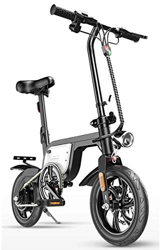 Vélos électriques : GUOJIN Vélo Électrique Pliant Vitesse Vélo Pliant Léger en Alliage Vélo VTT Pliant Électrique Pliable Vélo Léger Batterie Au Lithium 36V 10.4Ah, Adulte Unisexe, Blanc