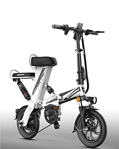 Vélos électriques : GUOJIN Vélo Électrique Pliant Vélo De Ville Électrique48v 25 Ah Batterie Lithium Rechargeable 120 Kilométrage 12" City E-Bike Adulte Pliant Vitesse Jusqu'à 25 Km / H, Blanc