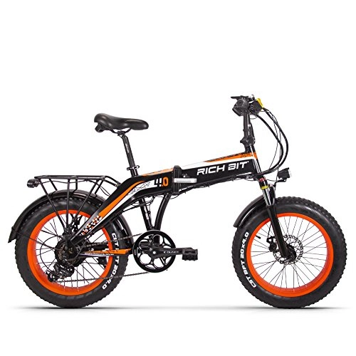 Vélos électriques : GUOWEI Rich BIT RT-016 48v 500w 9.6Ah 20 Pouces Pliant Gros Pneu vélo électrique E vélo Ebike Snow Fat Bike avec écran LCD Intelligent (Orange)
