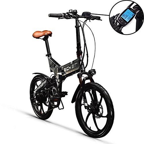 Vélos électriques : GUOWEI Rich BIT RT-730 48 V 8Ah Batterie au Lithium Populaire Pleine Suspension lectrique vlo Pliant Nouvel cran LCD Intelligent (Black-Gray)