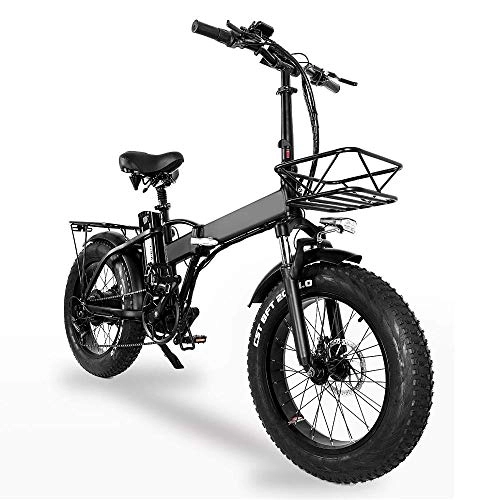 Vélos électriques : GW20 20 Pouces Vélo de Montagne Portable, vélo électrique Pliant 750W, vélo de Neige à 7 Vitesses, Batterie de Grande capacité 48V (24Ah)