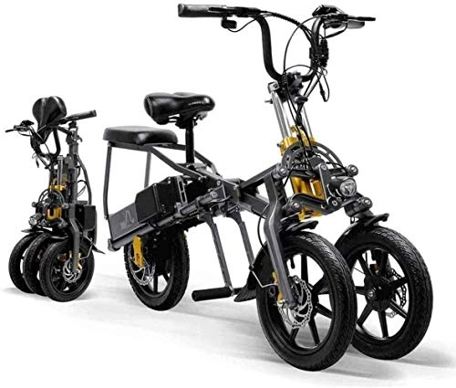 Vélos électriques : GYL Vélo électrique VTT vélo pliant Scooter Tricycle pédale batterie de voyage 350W adapté aux déplacements urbains en plein air, 48V