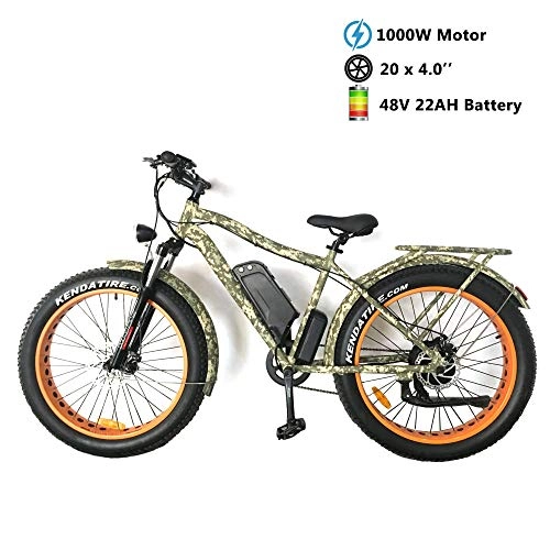 Vélos électriques : H&G Vélo de Montagne Electrique, 26 '' 4.0 Gros Pneu Ebike Batterie au Lithium 48V 10.4Ah pour Adultes avec Moteur Haute Vitesse 1000W