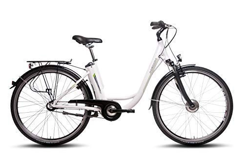 Vélos électriques : Hawk Unisexe - Adulte Vlo lectrique Deep-Z 7-G Blanc 28" 5, 8 Ah