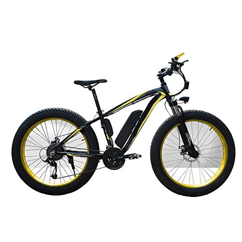 Vélos électriques : Heatile Vélo électrique Batterie Amovible Phare adaptatif à LED Pneu antidérapant Batterie au Lithium 48V10AH Convient pour la Sortie vélo de Fitness au Travail, Jaune