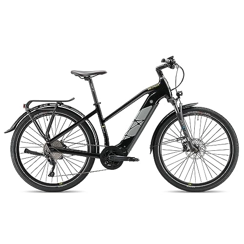 Vélos électriques : HEPHA E-Bike Trekking 7 Longrange Vélo électrique, Batterie intégrée 708 Wh, Moteur Central VTC 80 Nm, 10 Vitesses, App Support, Disque hydrauliques, Unisex 27, 5 Pouce, 2023 Lowstep (Noir, M)