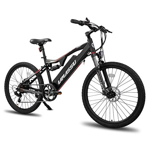 Vélos électriques : HILAND-Lamassu Vélo électrique 26" avec dérailleur Shimano 7 vitesses et batterie 10 Ah, suspension complète avec moteur arrière 250 W et kit d'éclairage