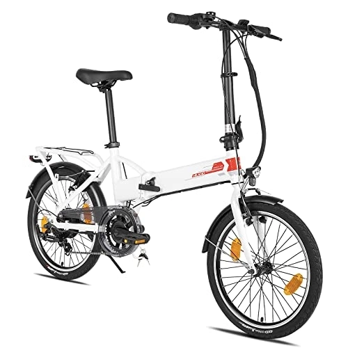 Vélos électriques : HILAND Vélo électrique pliable 20" avec moteur de 250 W 36 V Batterie au lithium avec dérailleur Shimano 7 vitesses, vélo pliable léger en aluminium avec lumière pour homme et femme