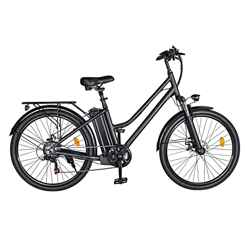 Vélos électriques : HITWAY 26” Vélo électrique, vélos électriques Femme, Moteur 250W, Shimano 7 Vitesses, E-Bike avec Batterie au Lithium Amovible 36V 10AH 50km Ebike