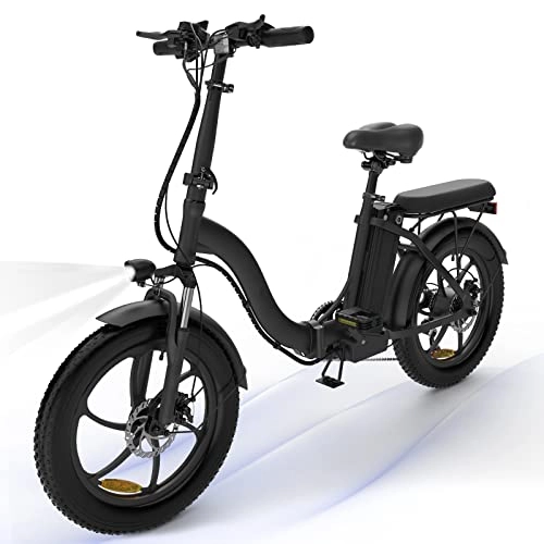 Vélos électriques : HITWAY Vélo Électrique, 20" VTT Fat Bike Electrique Adulte Pliable, Batterie 48V / 10Ah, Moteur 250W, Portée 60-80km, Shimano 7 Vitesses, E-Bike Ville (Noir(sans Logo))