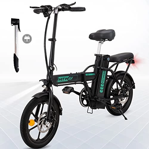 Vélos électriques : HITWAY vélo électrique Pliable 16" Ville E-Bike Adulte, Moteur 250W, Batterie 36V / 7.5Ah, 3 Vitesses Max 25km / h, Pédalage Assisté, Autonomie 40-60km, Femme Homme
