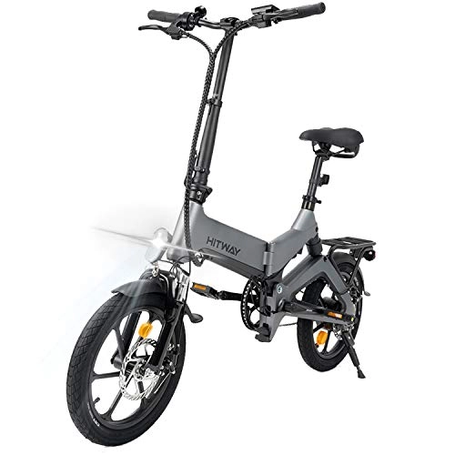 Vélos électriques : HITWAY Vélos électriques, Alliage de magnésium vélo Pliable de 16 Pouces à Hauteur réglable Portable, Batterie au Lithium Amovible de 250W 7, 5AH / 36V, Freins à Double Disque Avant et arrière E-Bike